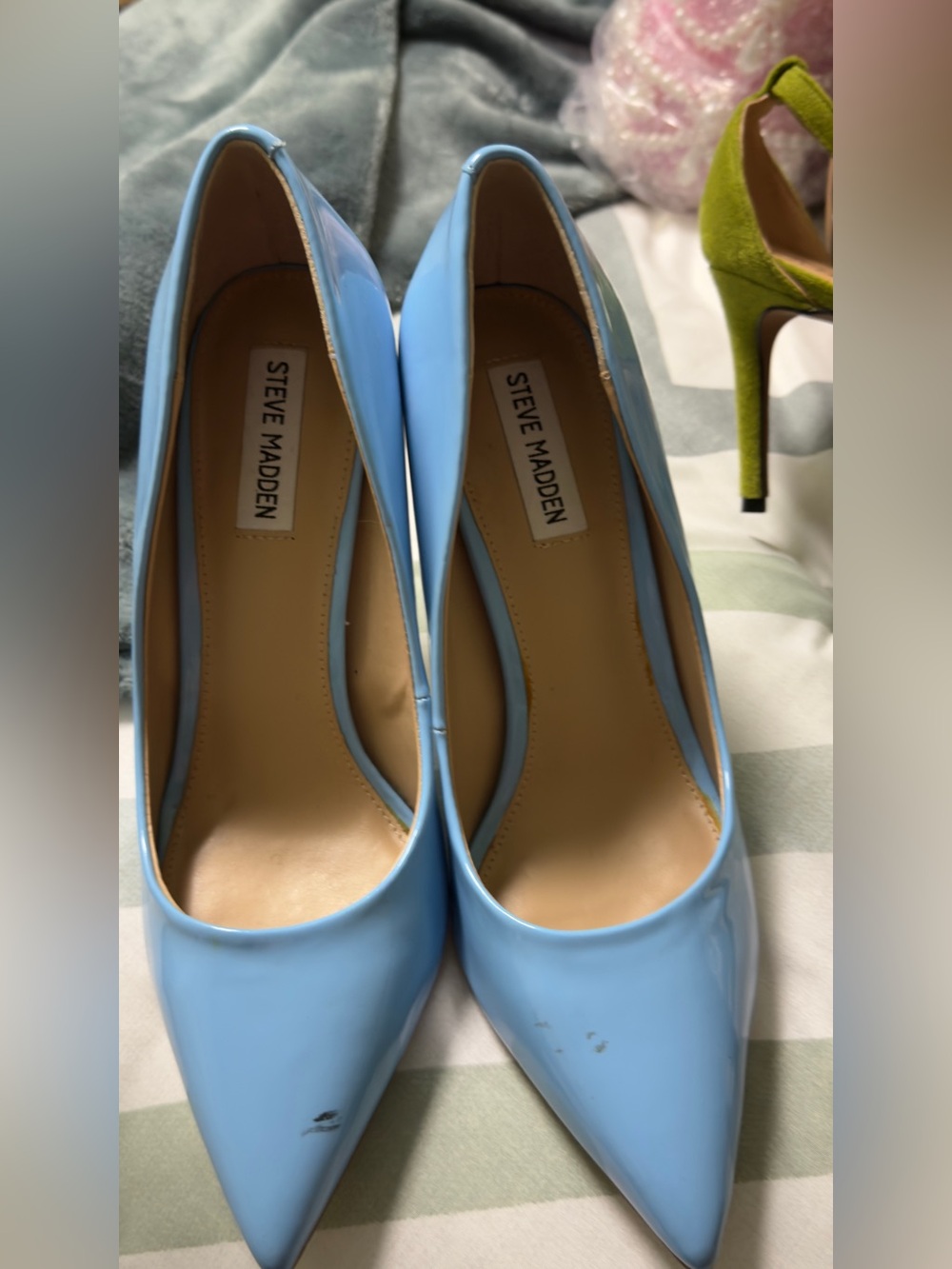 Steve Madden Light Blue Patent Pointed-Toe Pumps